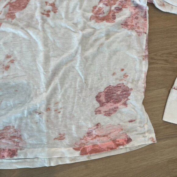 ** We The Free Womens Blouse White pink Space Dye Long Sleeve Scoop Neck M - Picture 3 of 8